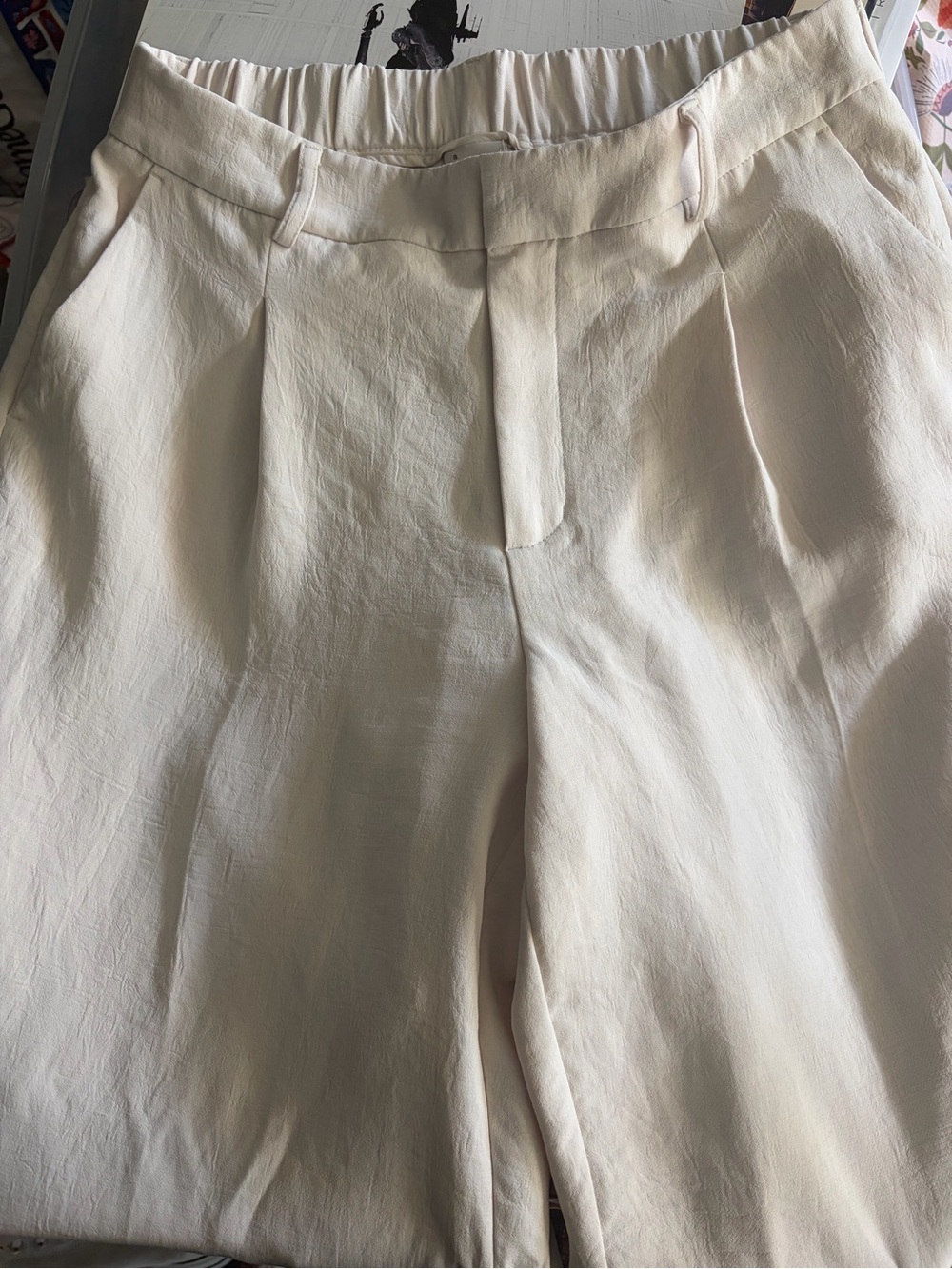 a new day Cream High-Waist Pleated Trousers- LONG